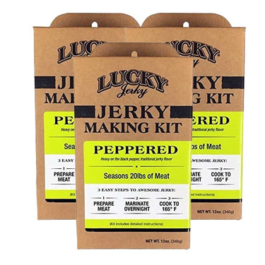 Jerky Making Kit | Pack fo 3 | 12 oz. Box | Black Pepper Flavor | Easy To Make | Designed To Accent The Flavor Of Meat | Bold Black Pepper Taste With Hints Of Garlic & Onion | Perfect Amount Of Zing | Seasons 20 LBS. Of Meat